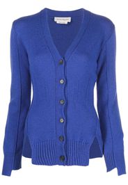 Alexander McQueen V-neck cashmere knitted cardigan - Blu