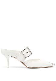 Alexander McQueen pointed-toe buckled mules - Bianco