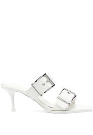 Alexander McQueen 75mm leather buckled mules - Bianco