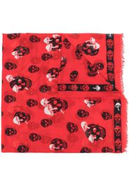 Alexander McQueen skull graphic-print scarf - Rosso