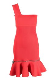 Alexander McQueen one-shoulder ruffle-hem dress - Rosso