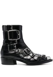 Alexander McQueen Punk buckle-detail ankle boots - Nero