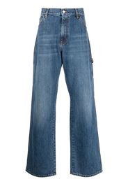 Alexander McQueen embroidered-logo wide-leg utility jeans - Blu