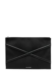 Alexander McQueen Harness logo-print clutch bag - Nero