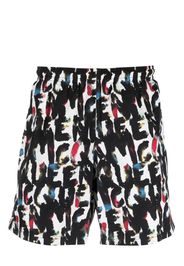 Alexander McQueen Watercolour Graffiti swim shorts - Bianco