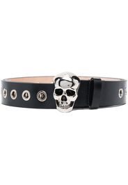 Alexander McQueen Skull eyelet-embellished belt - Nero