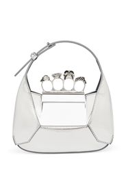 Alexander McQueen metallic Jewelled Hobo mini bag - Argento