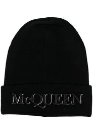 Alexander McQueen embroidered-logo fine-knit beanie - Nero