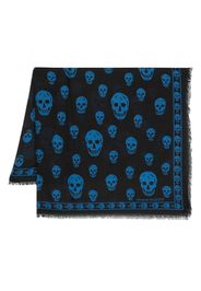 Alexander McQueen skull-print frayed-edge scarf - Nero