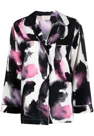 Alexander McQueen graffiti print silk shirt - Bianco