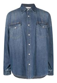 Alexander McQueen long-sleeved buttoned denim shirt - Blu