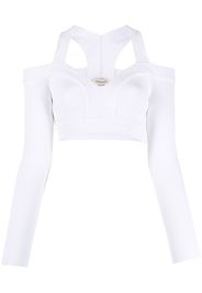 Alexander McQueen cold-shoulder cropped knit top - Bianco