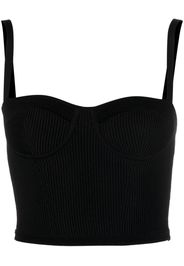 Alexander McQueen Top corto a coste stile corsetto - Nero