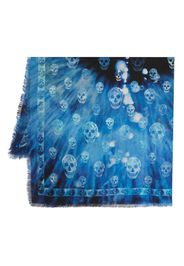 Alexander McQueen skull-print wool scarf - Blu