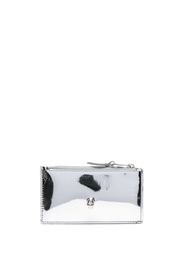 Alexander McQueen skull-embellished metallic-effect wallet - Argento