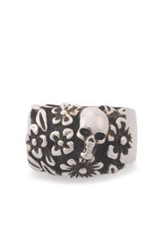 Alexander McQueen Anello The Floral Skull - Argento