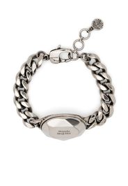 Alexander McQueen logo-engraved chain-link ID bracelet - Argento