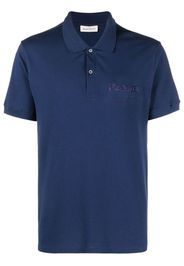 Alexander McQueen Graffiti-embroidered piqué polo shirt - Blu