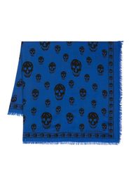 Alexander McQueen skull-print wool scarf - Blu