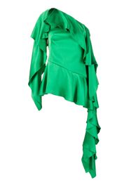 Alexander McQueen Blusa monospalla con ruches - Verde