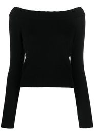 Alexander McQueen off-shoulder ribbed-trim jumper - Nero