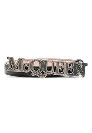 Alexander McQueen logo-plaque leather belt - Nero