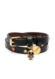 Alexander McQueen skull-charmleather belt bracelet - Nero