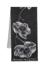 Alexander McQueen Orchid jacquard wool-silk scarf - Nero