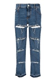 Alexander McQueen distressed cropped jeans - Blu