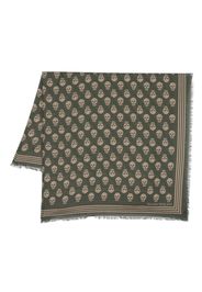 Alexander McQueen skull-print frayed scarf - Verde