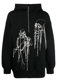 Alexander McQueen skull-print knitted hoodie - Nero