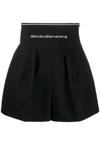 logo high waistband cotton blend shorts