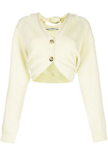 Alexander Wang knot-detail cropped wool cardigan - Verde