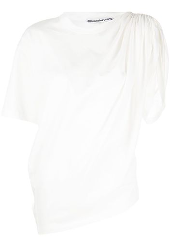 Alexander Wang drape-detail short-sleeve T-shirt - Bianco