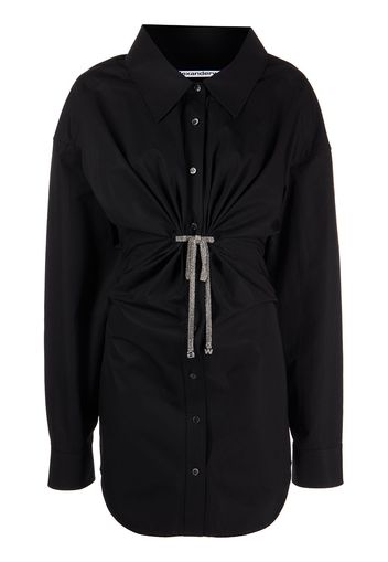 Alexander Wang crystal-embellished mini shirt dress - Nero