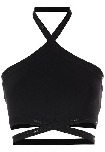 Alexander Wang Top corto con scollo all'americana - Nero