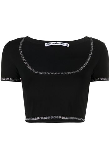 Alexander Wang T-shirt crop con scollo ampio - Nero