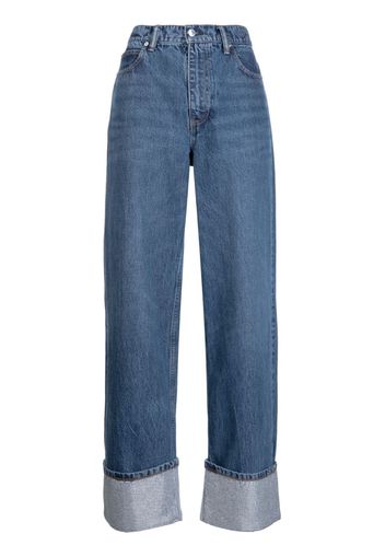 Alexander Wang Jeans a gamba ampia con cristalli - Blu