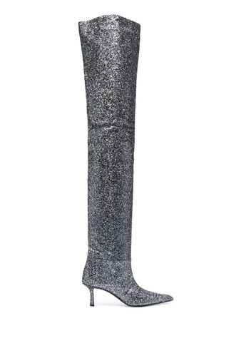 Alexander Wang glitter thigh-high boots - Argento