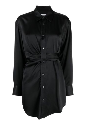 Alexander Wang draped satin shirtdress - Nero