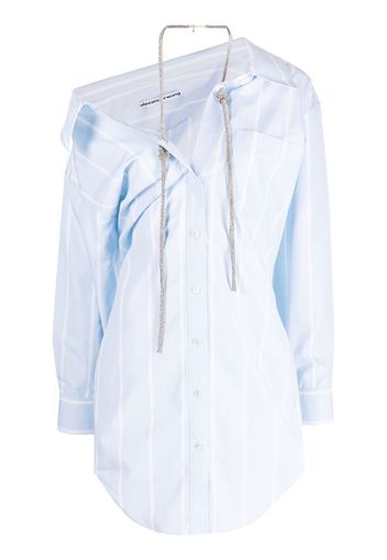 Alexander Wang striped crystal-embellished shirt dress - Blu