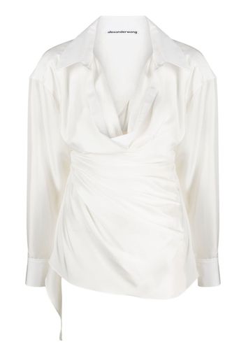 Alexander Wang draped long-sleeved shirt - Bianco