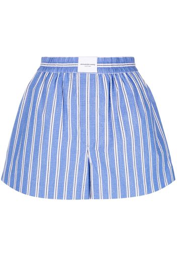 Alexander Wang logo-patch striped shorts - Blu