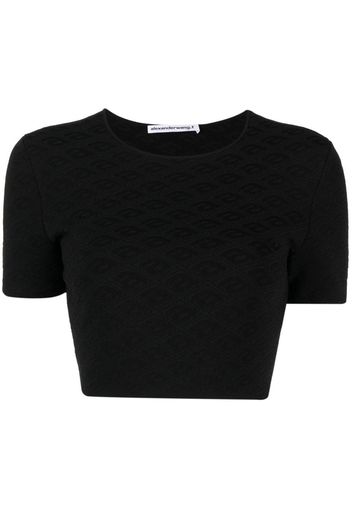 Alexander Wang monogram-jacquard cropped T-shirt - Nero