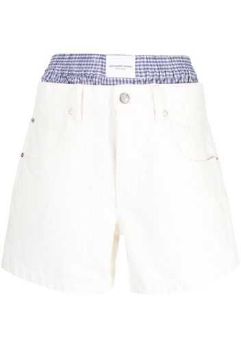 Alexander Wang Shorts denim con design a strati - Bianco