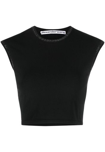 Alexander Wang Top crop con logo - Nero