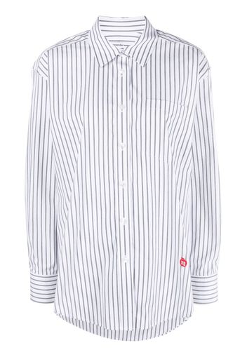 Alexander Wang logo-appliqué striped cotton shirt - Bianco