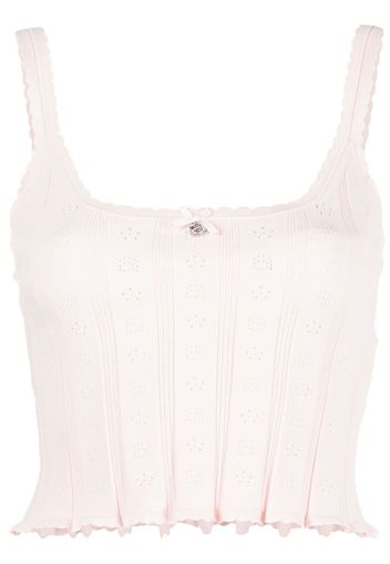 Alexander Wang pointelle-knit perforated cropped top - Rosa