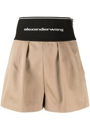 Alexander Wang logo-print waistband - Marrone