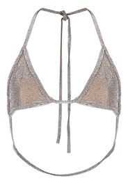 Alexander Wang crystal-embellished triangle bikini top - Toni neutri